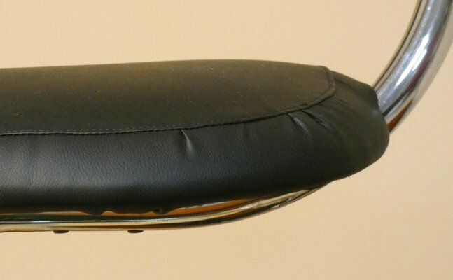 photo furniture Cobra Chairs In Steel And Black Leather By Giotto Stoppino, 1970s, Set Of 5