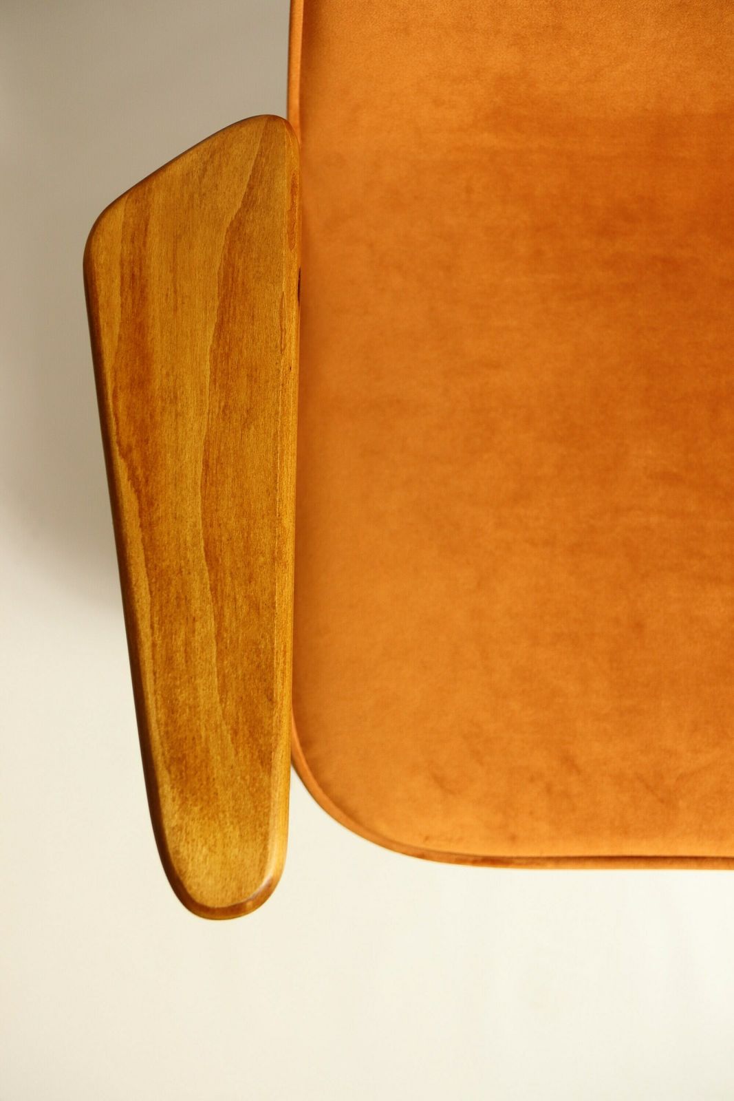Vintage Lounge Chair Burt Orange By J. Chierowski, 1960, Scandinavian Design Velvet Fabric photo buy