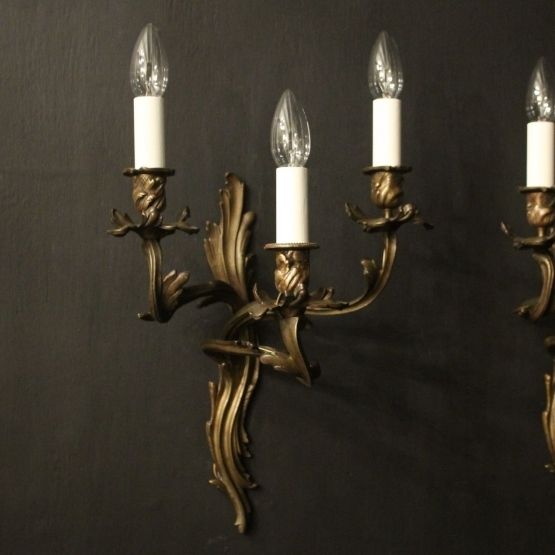 French Pair Of Bronze Antique Wall Sconces photo furniture
