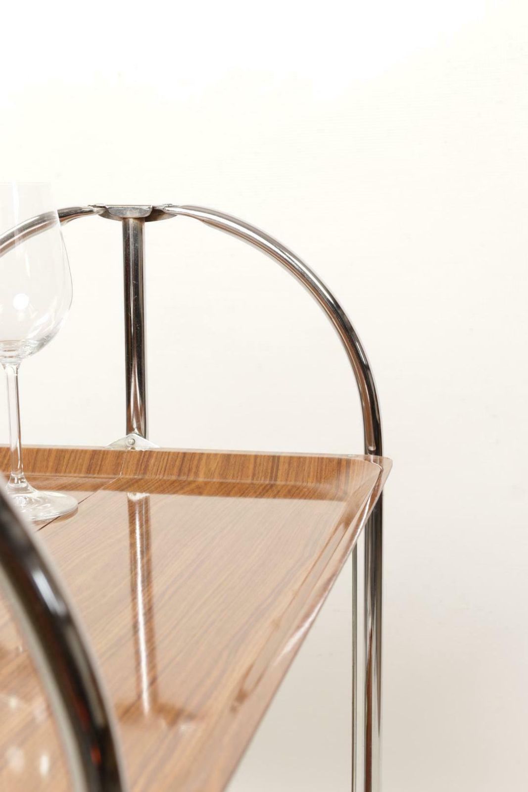 50s/60s Trolley Bar Chromed Rosewood Table Mid Century Design Serving Trolley photo vinterior