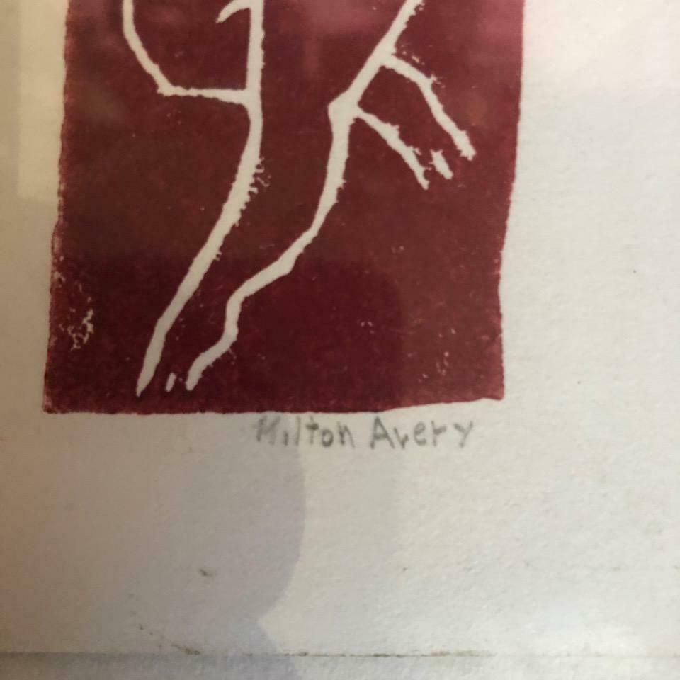 Mid Century Linocut Of Reclining Nude Signed In Pencil By Milton Avery photo furniture