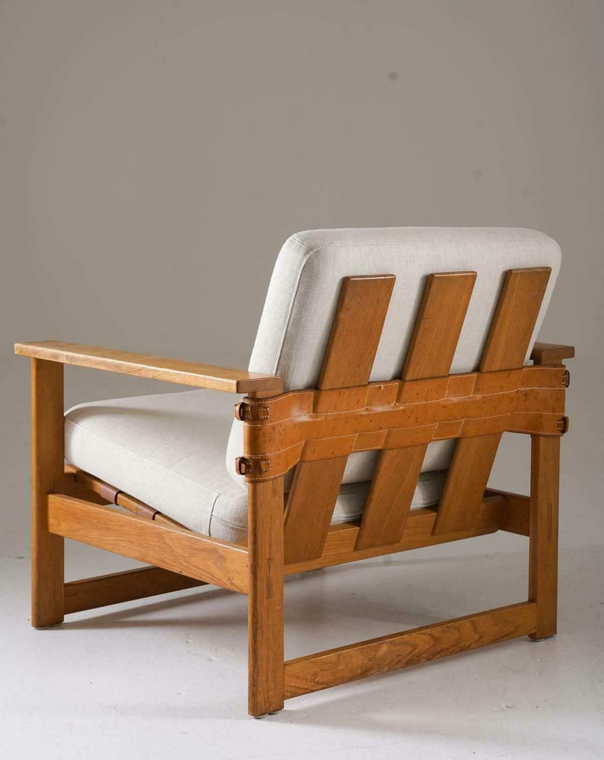 Scandinavian Midcentury Lounge Chairs In Oak And Leather By Nils Roth, 1960s photo buy