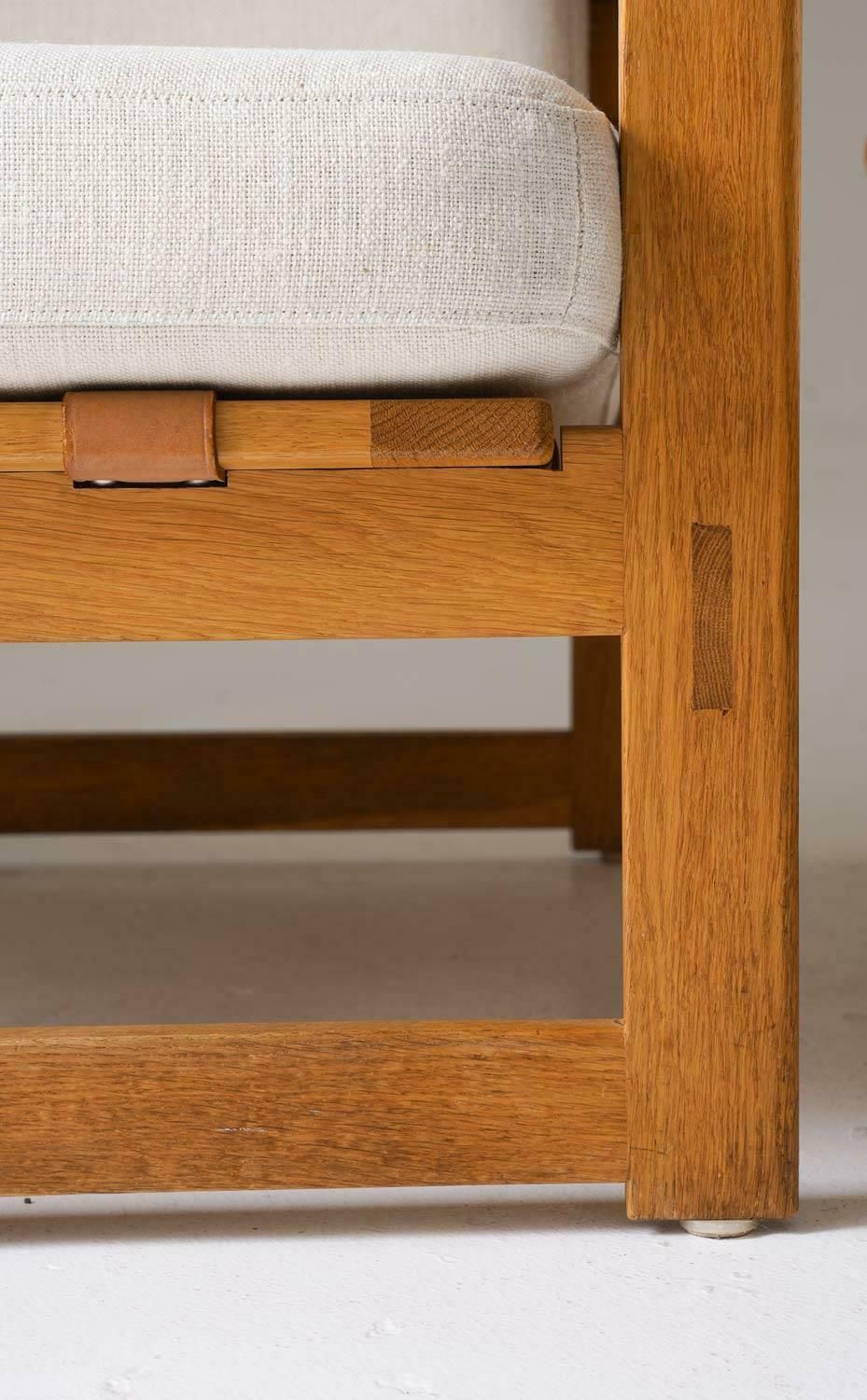 photo for sale Scandinavian Midcentury Lounge Chairs In Oak And Leather By Nils Roth, 1960s