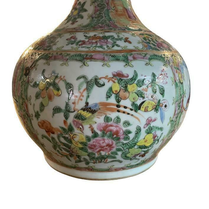 19th Century Canton Famille Rose Onion Form Vase photo Home Decor