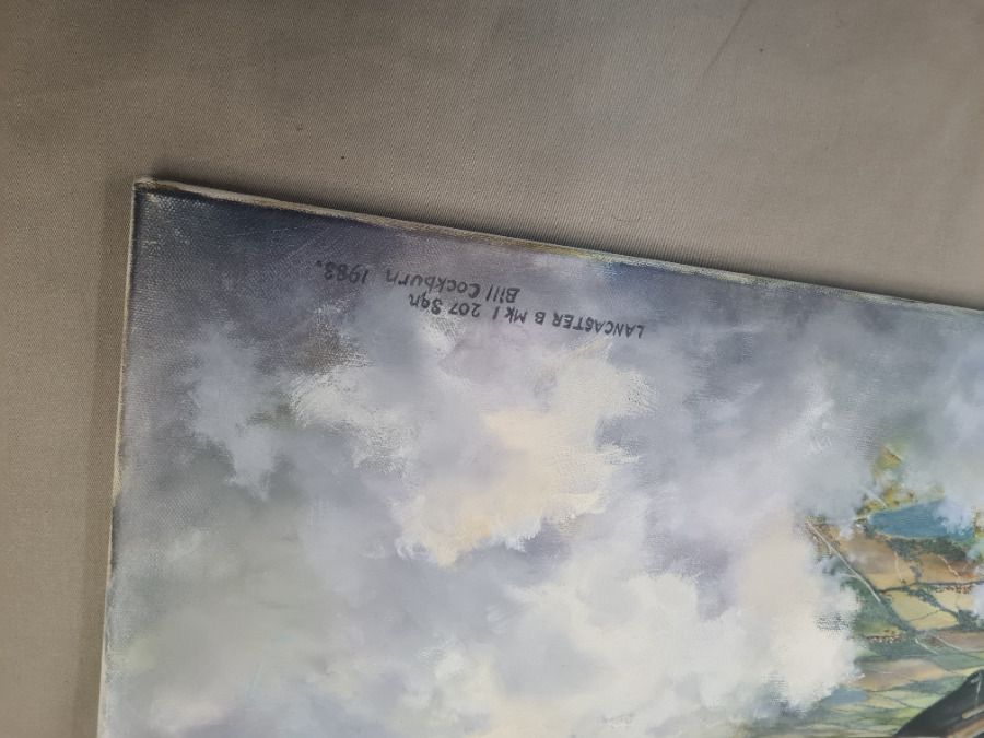 Bill Cockburn 1985 Painting Of A Lancaster. photo for sale