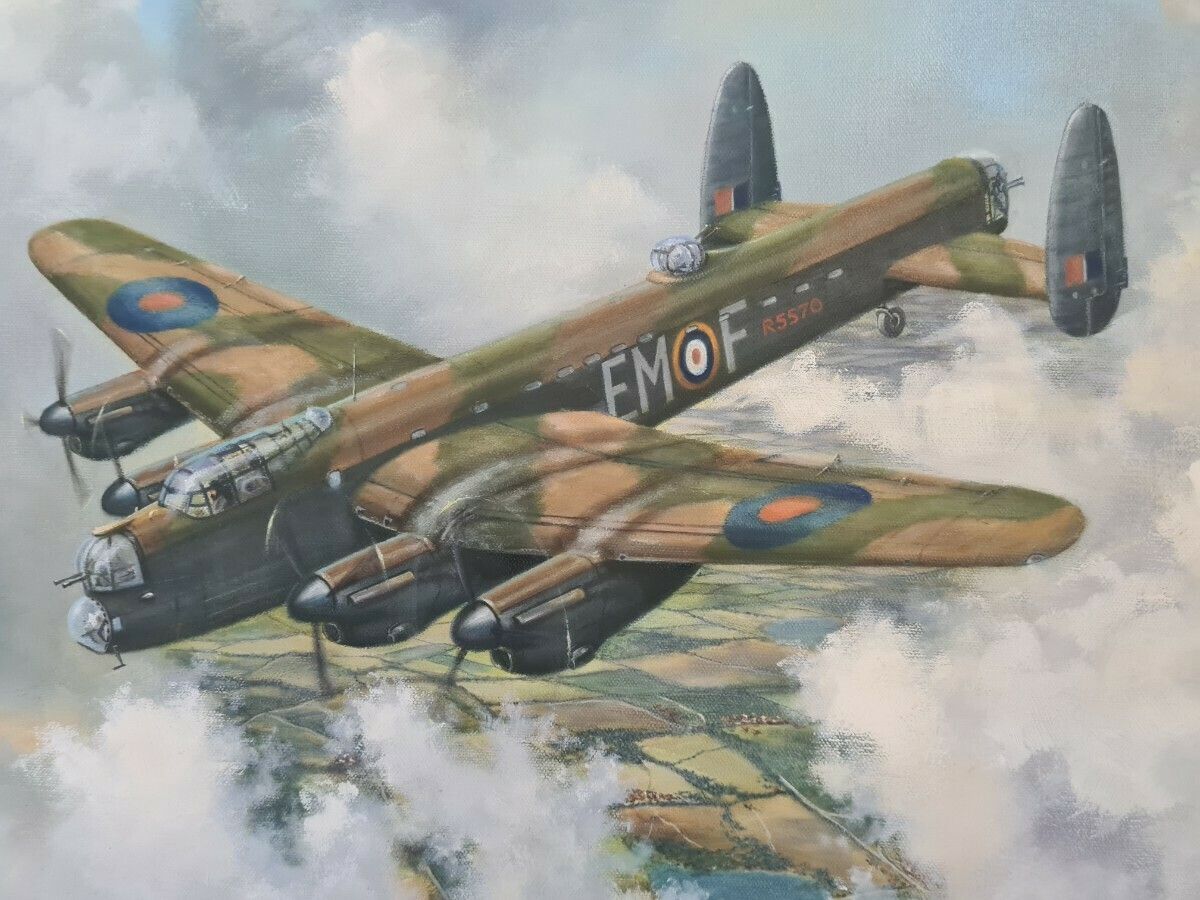Bill Cockburn 1985 Painting Of A Lancaster. photo vinterior