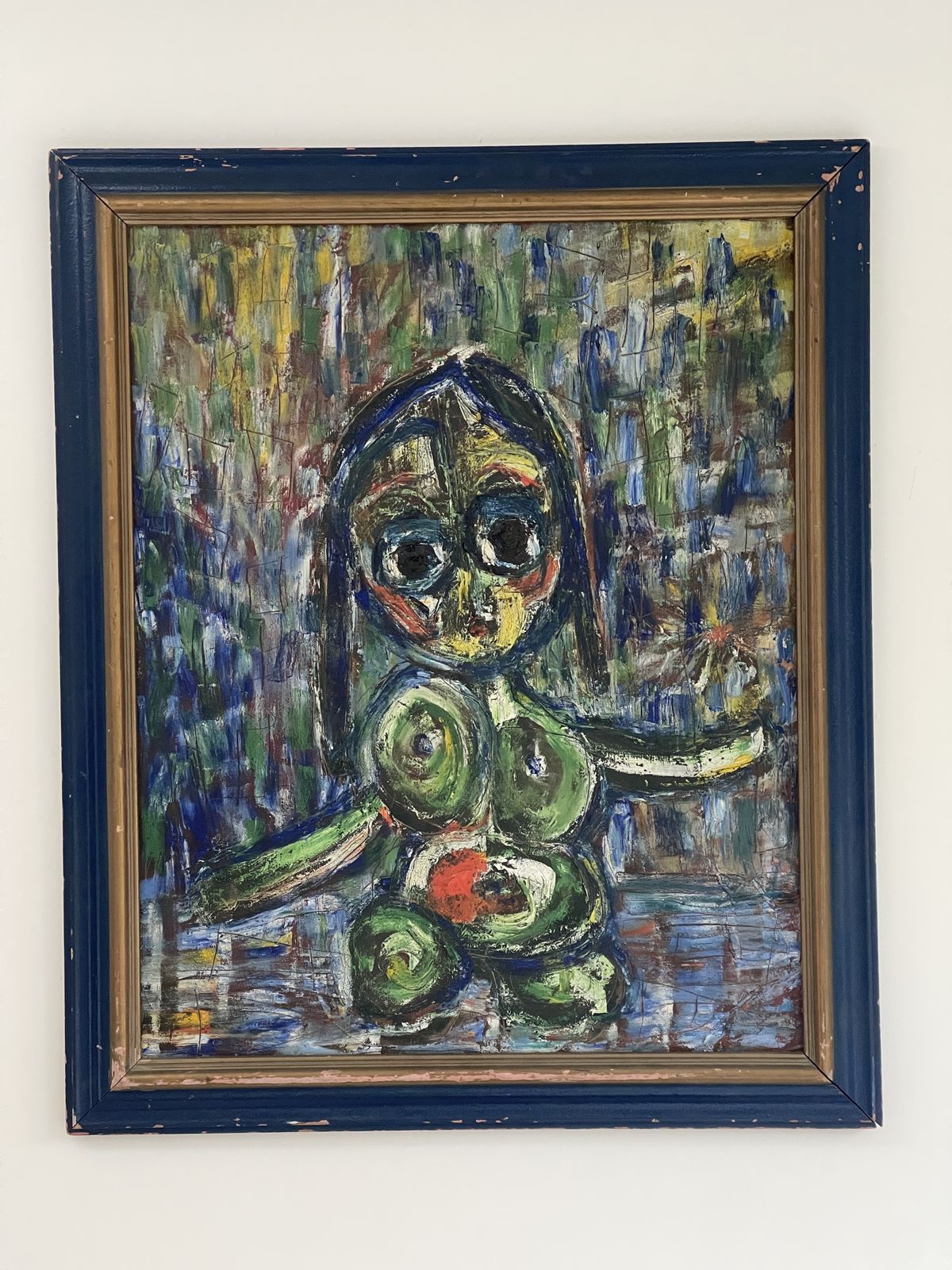2396.0 Abstract Surrealist Painting Oil On Canvas Mid 20th Century photo