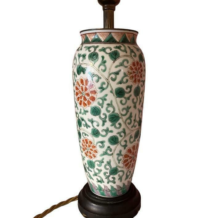 Kangxi Porcelain Familie Vert Vase Converted To A Lamp photo for sale