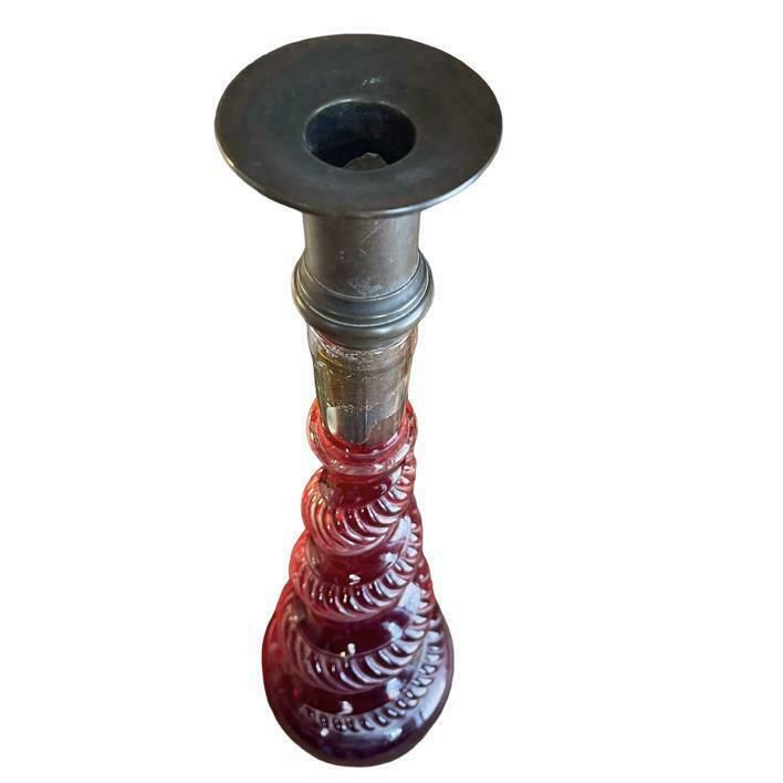 19th Century French Pressed Glass And Bronze Candle Stick photo for sale