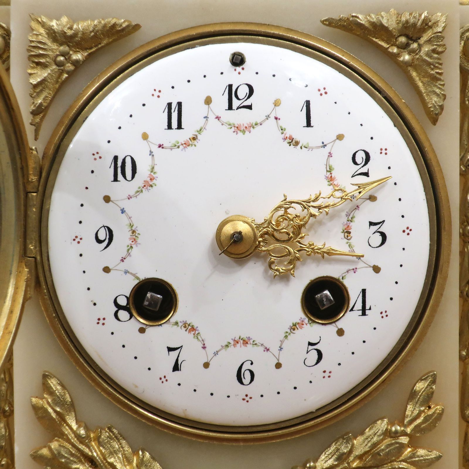 French Louis XVI Style Marble And Bronze Gilt Clock Set By Samuel Marti photo for sale