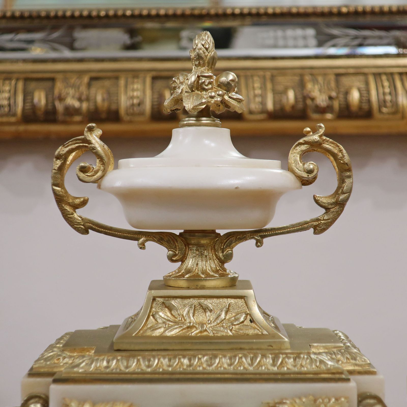 French Louis XVI Style Marble And Bronze Gilt Clock Set By Samuel Marti photo vinterior