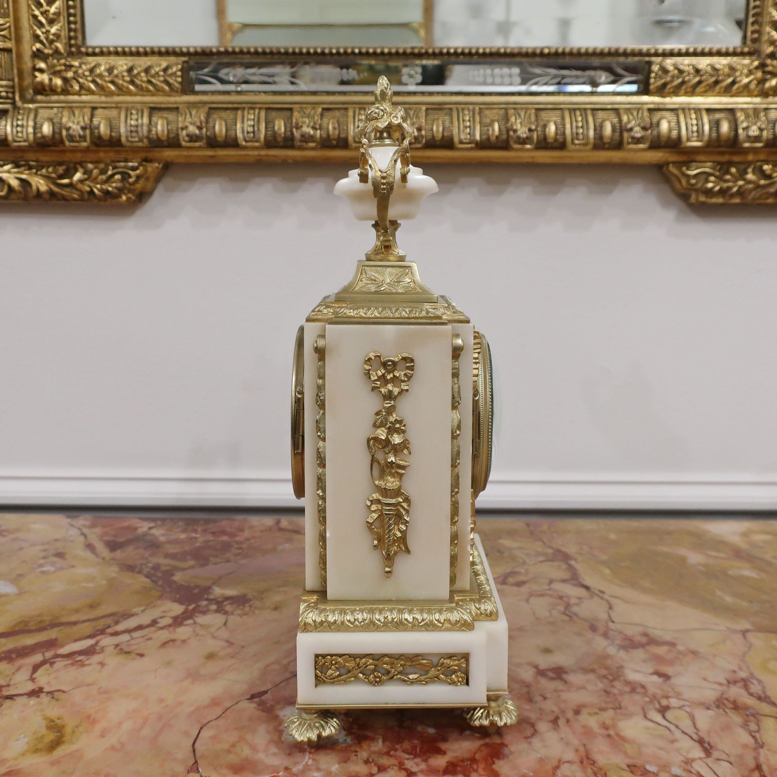 photo furniture French Louis XVI Style Marble And Bronze Gilt Clock Set By Samuel Marti