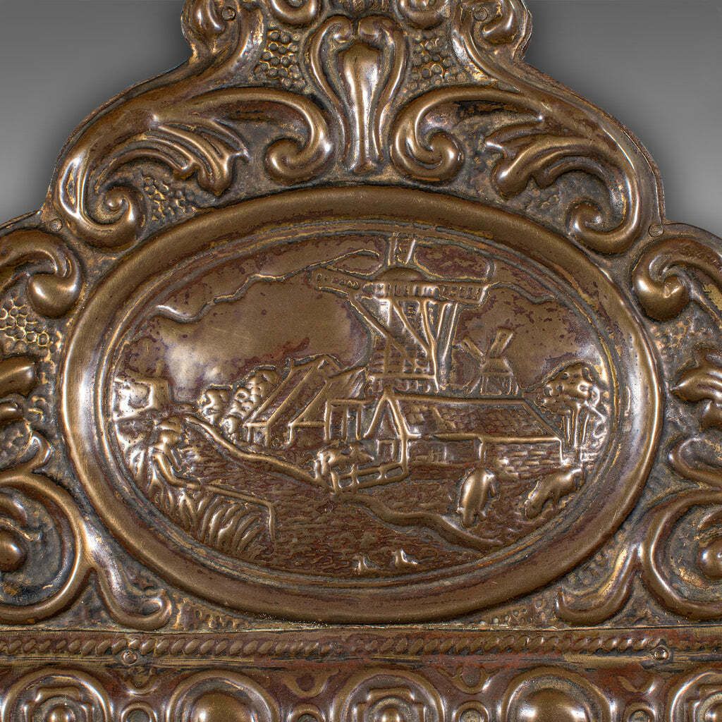 Antique Hallway Valet Mirror, Dutch, Brass, Reception, Wall, Edwardian, C.1910 photo 795.0
