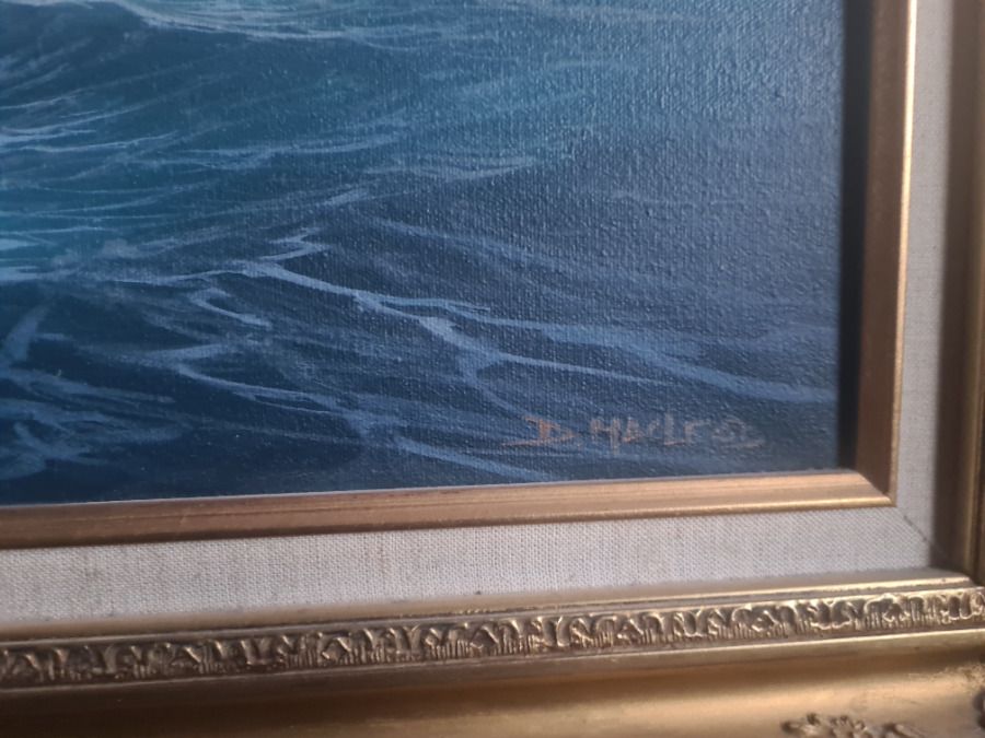 Frigate Action Scene   French Frigate Cléopâtre Against Hms Nymphe By Donald Macleod, Oil On Canvas photo Art
