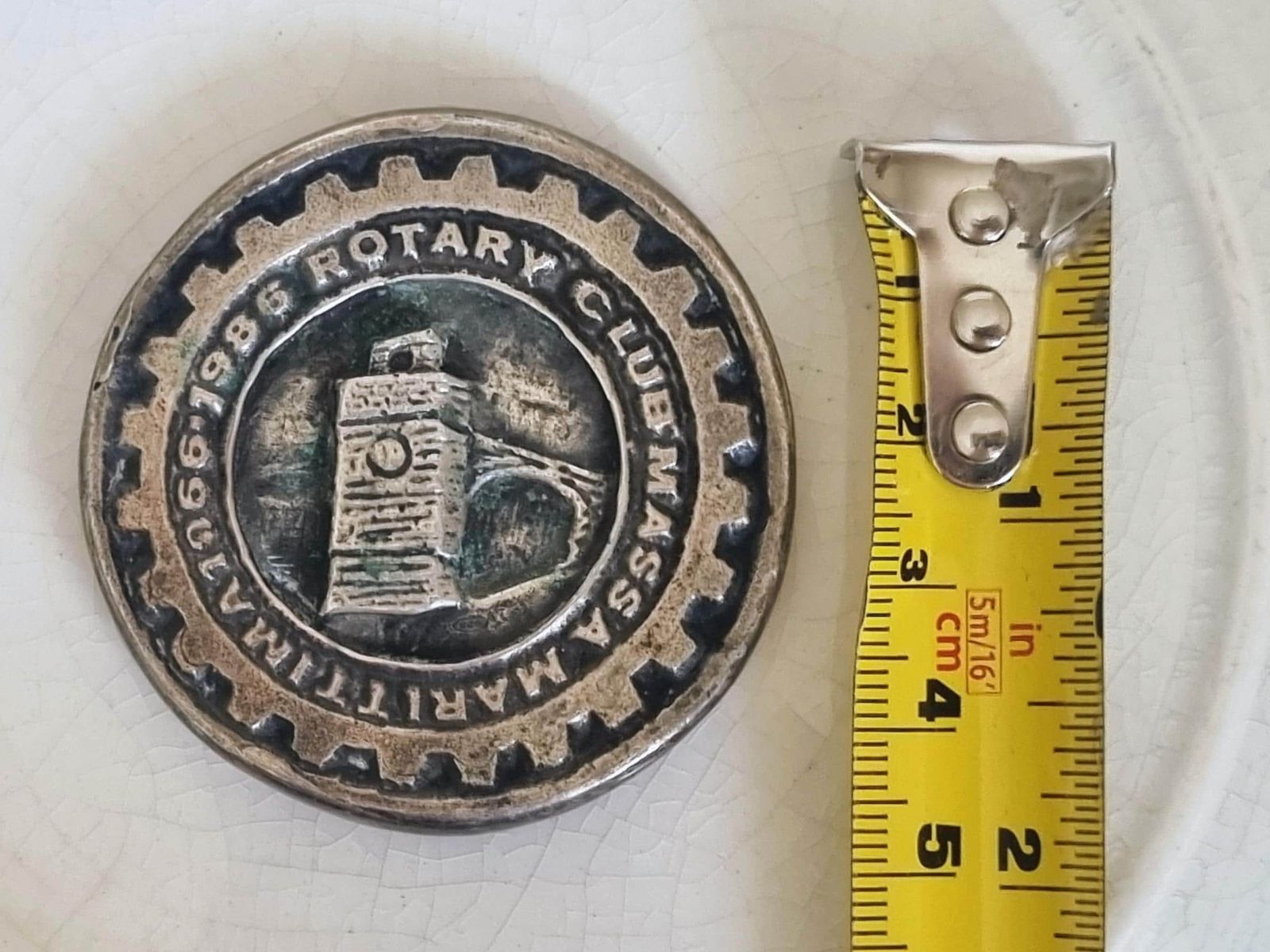 1986 Rotary Club Massa Marittima Bronze Medallion | Italian Clock Tower | Double Sided Service Token | Historical Italian Medal photo for sale