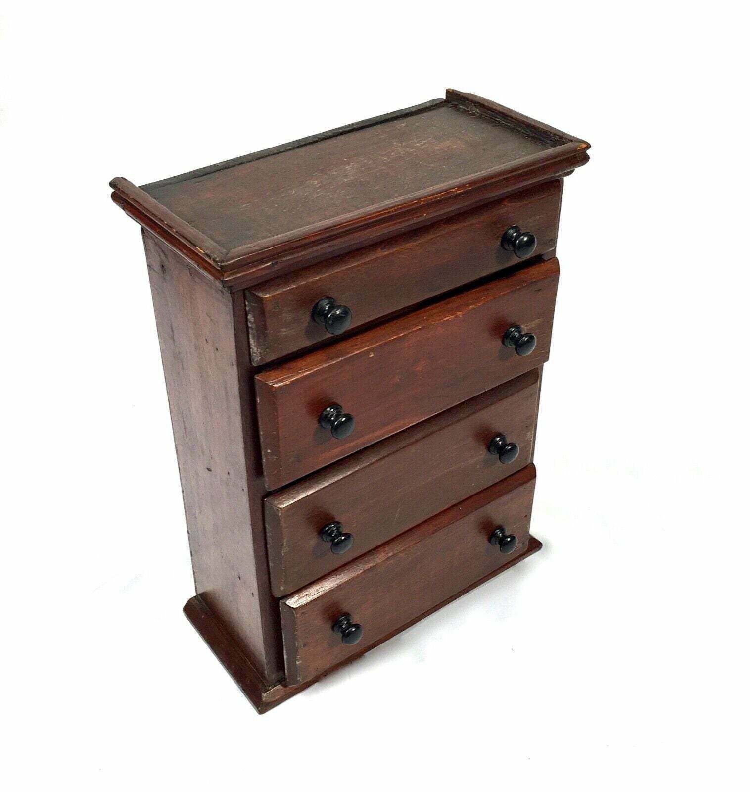 Antique Miniature Tabletop Wooden Chest Of Drawers C.1900 / Apprentice Furniture photo vinterior
