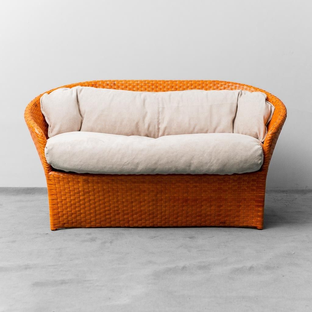 2 Seater Woven Sofa By Tito Angoli 90s Vintage Modern Antiques photo vinterior