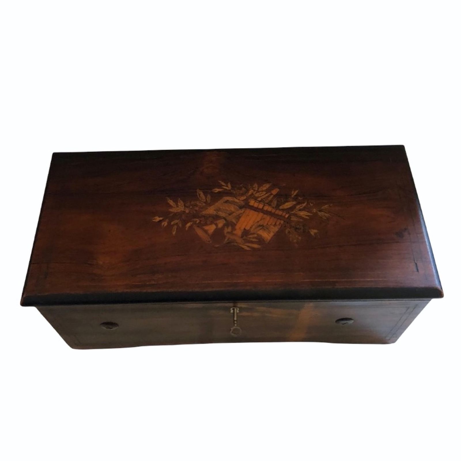Swiss Musical Box In A Marquetry Rosewood Case Playing Six Tunes With Bells, Circa 1860 photo for sale