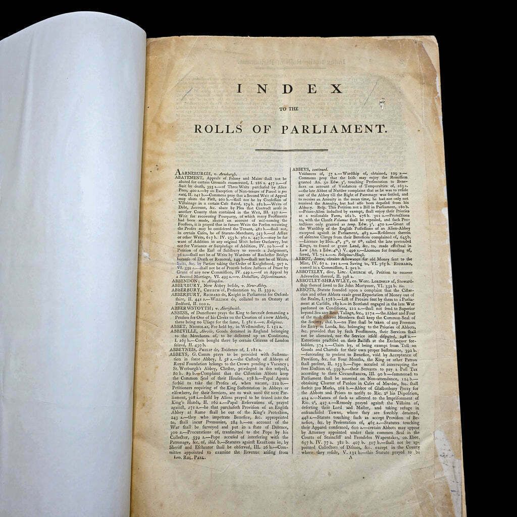 Large Antique Reference Book, Index, Rolls Of Parliament, English, William IV photo Home Decor