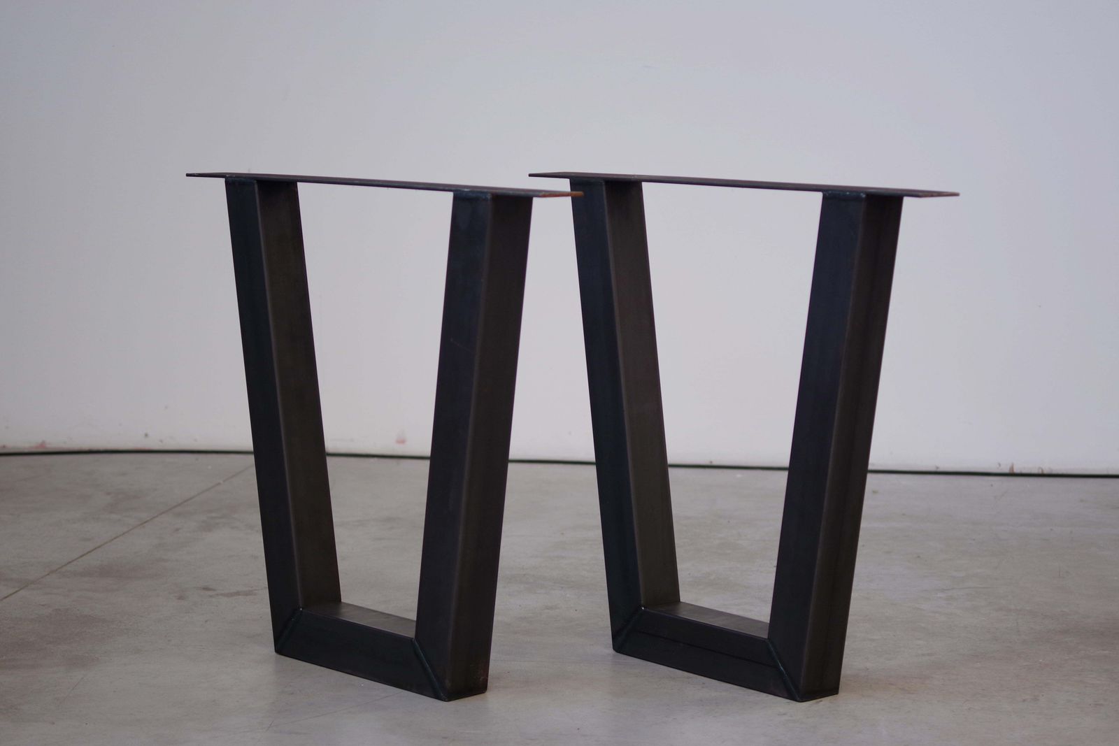 Handcrafted White Lacquered Brushed Fir Table With Iron Legs, 2020 photo buy