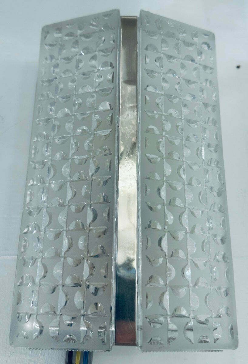 photo vintage Pair Of 1960s Kaiser Leuchten Frosted Glass & Chrome Wall Lights