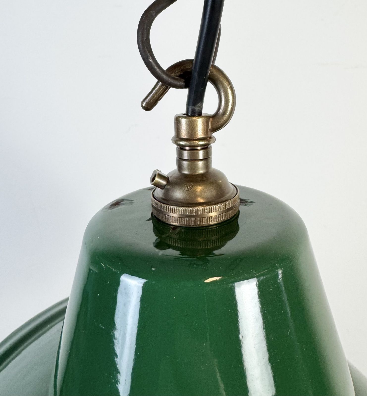 photo for sale Industrial Green Enamel Factory Pendant Lamp, 1960s, 3x
