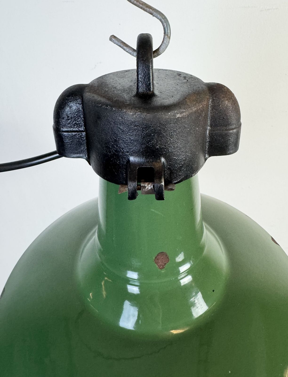 Industrial Green Enamel Factory Pendant Lamp, 1960s photo Lighting