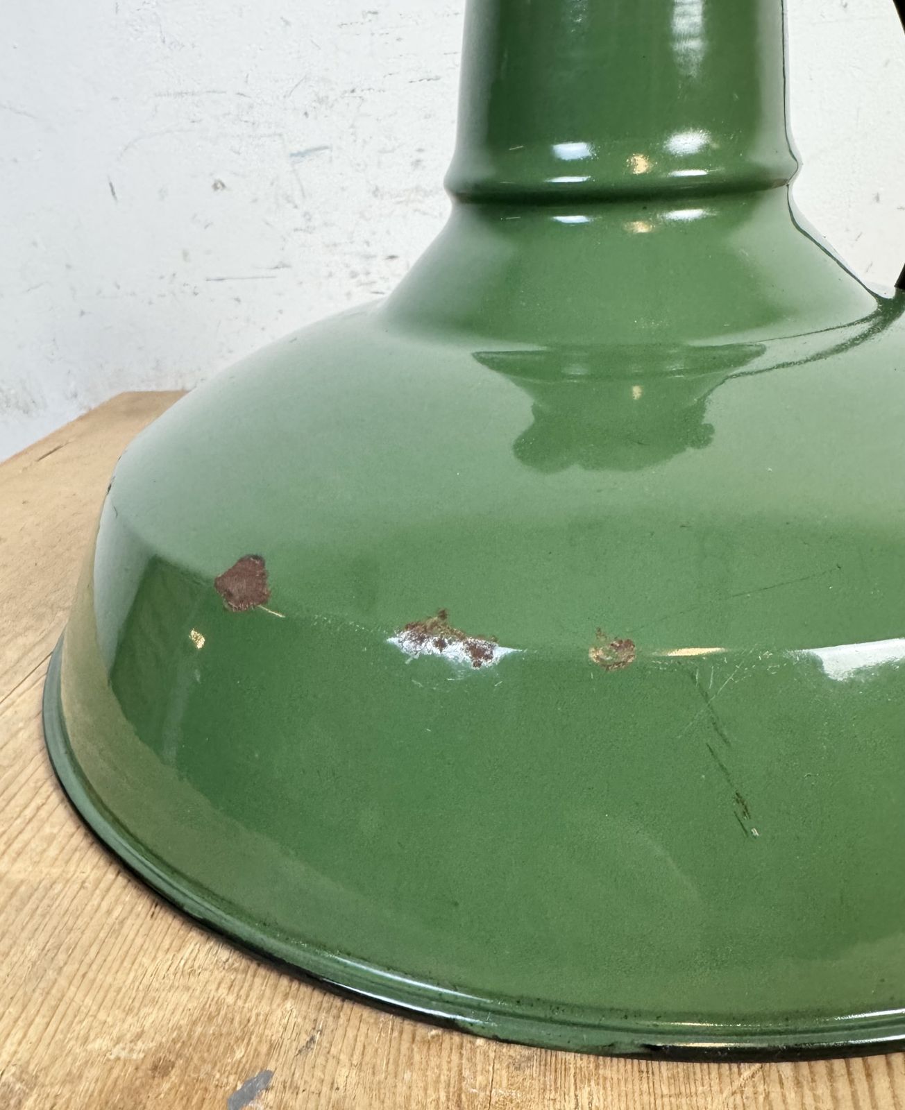 photo buy Industrial Green Enamel Factory Pendant Lamp, 1960s