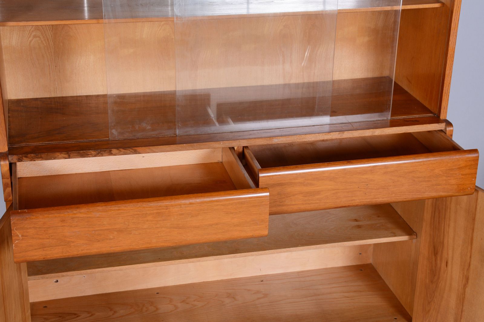 Restored Art Deco Display Cabinet , Oak And Glass, Czech, 1940s photo buy