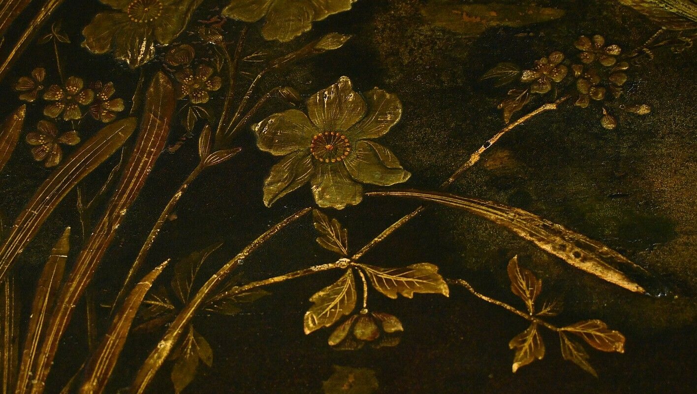 Lacquered Wooden Tea Table With Asian Decorations – Late 19th Century photo 1620.0