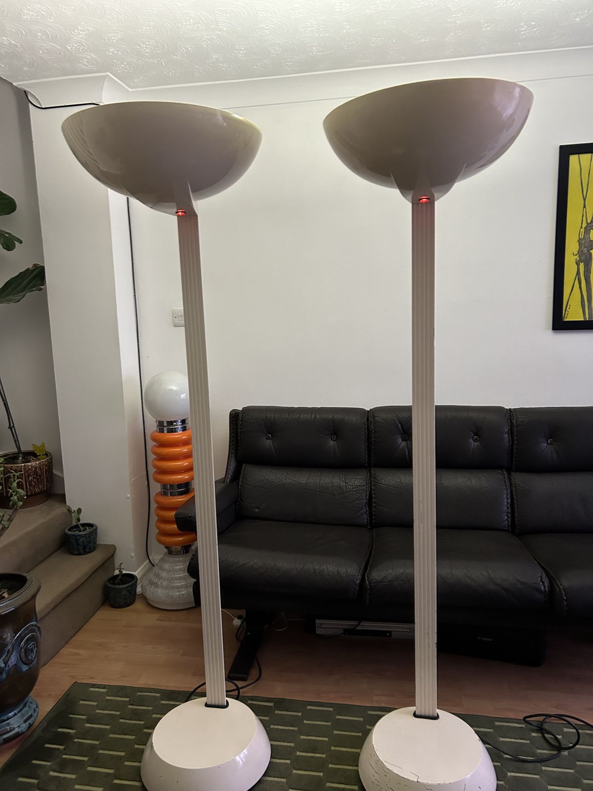Thorn Emi Tall Industrial Standing Lamps In Mid Century Style British Lights 1980s photo vintage