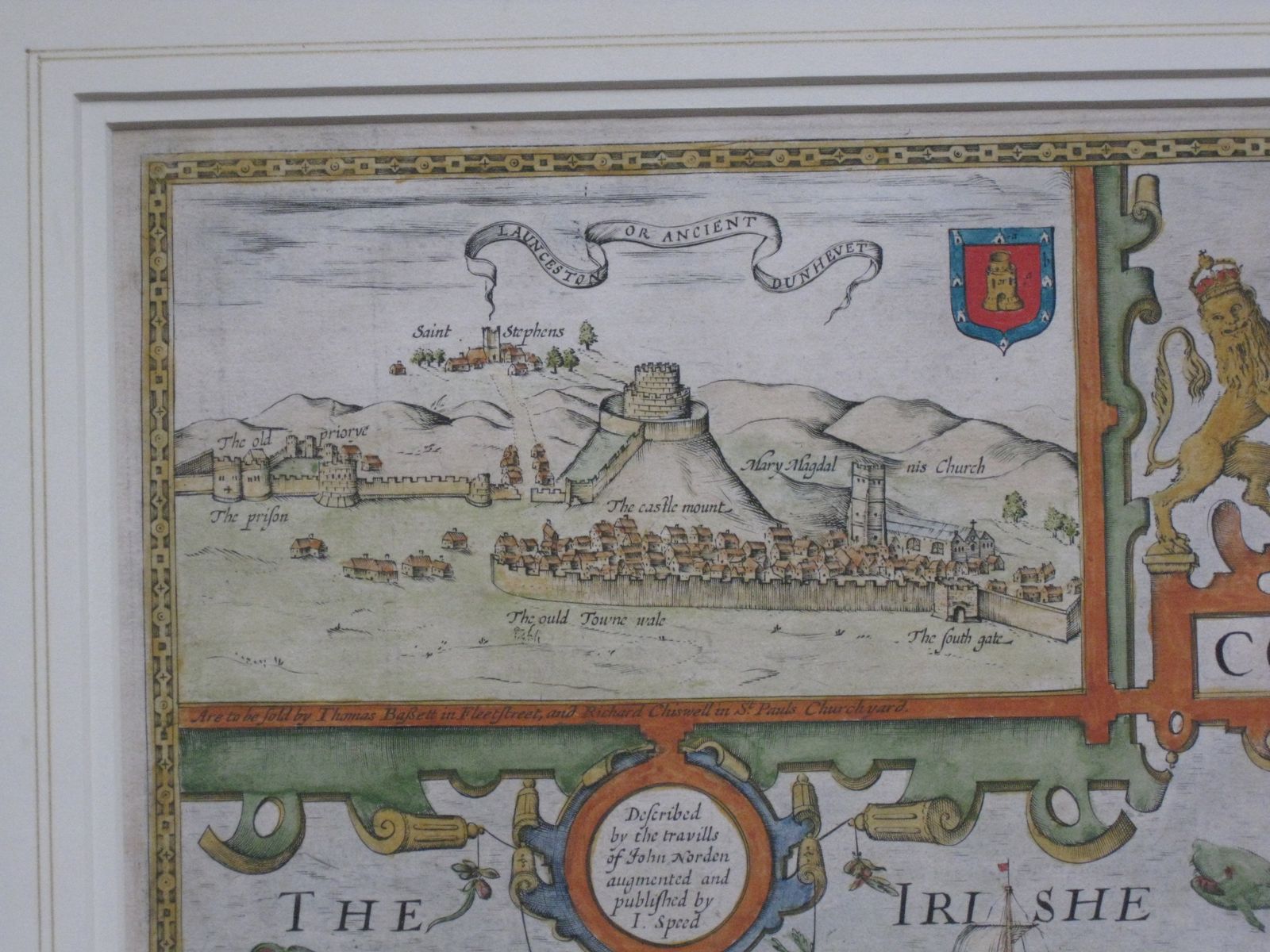 A Fine Example Of John Speed's Decorative Map Of Cornwall, From Speed's ‘Theatre Of Great Britain.’ Bassett And Chiswell 1676 Edition. photo for sale