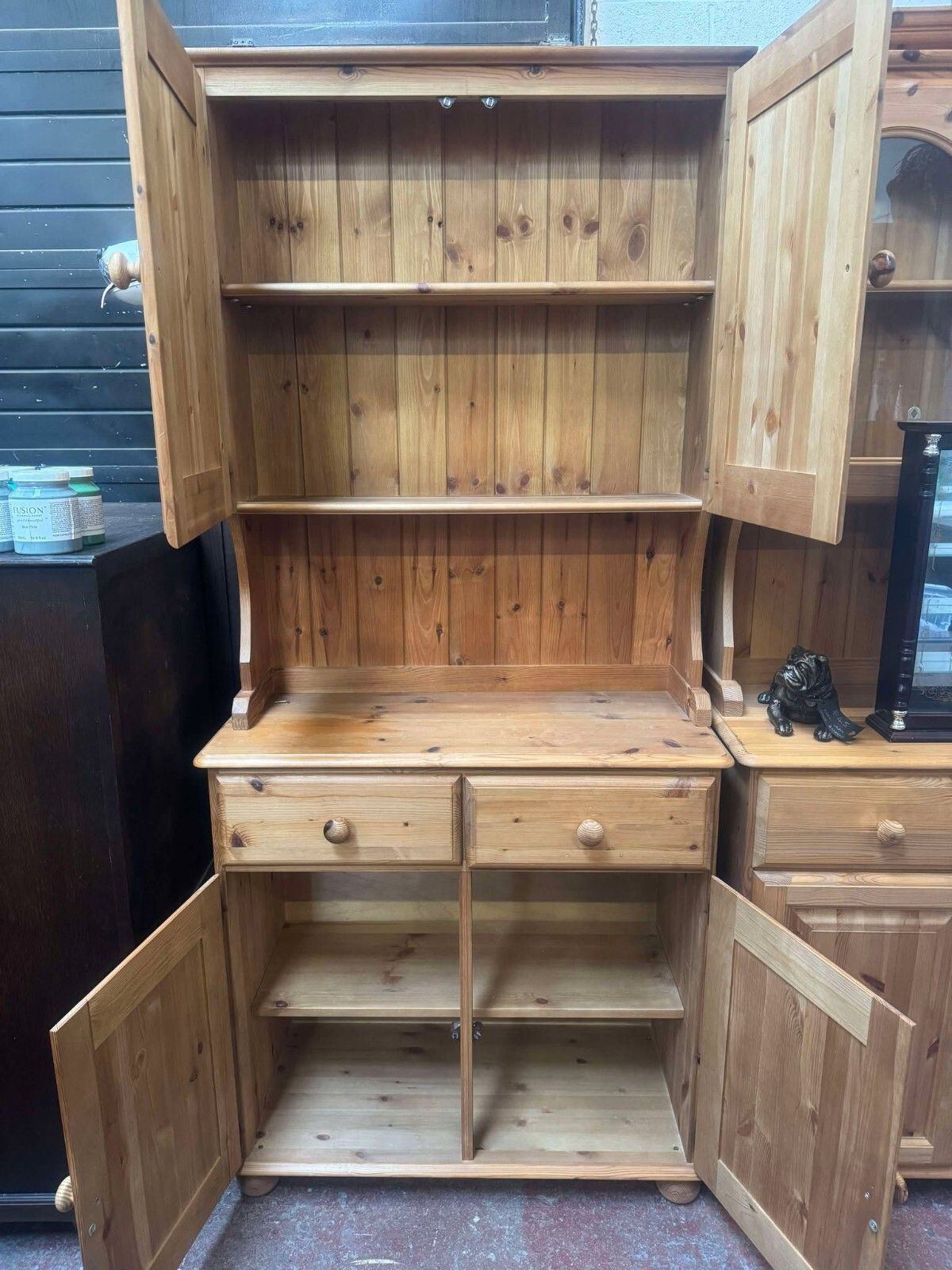Small Pine Country Farmhouse Pine Welsh Dresser Cupboard Storage photo furniture