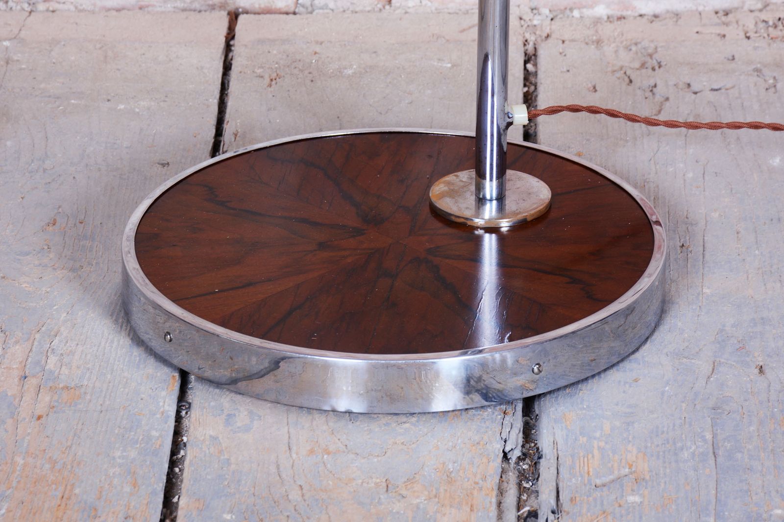 Restored Bauhaus Floor Lamp, By Hana Kučerová Záveská, Walnut, Czech, 1930s photo furniture