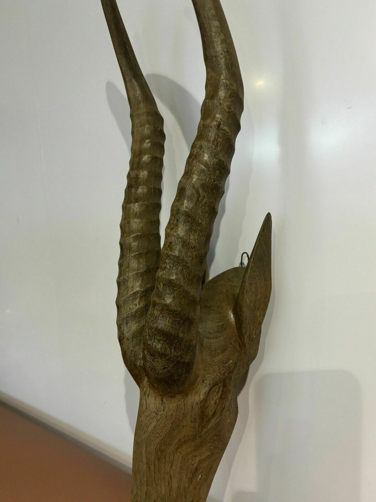 Carved Wooden Antelopes Head With Wall Mounting Bracket photo for sale