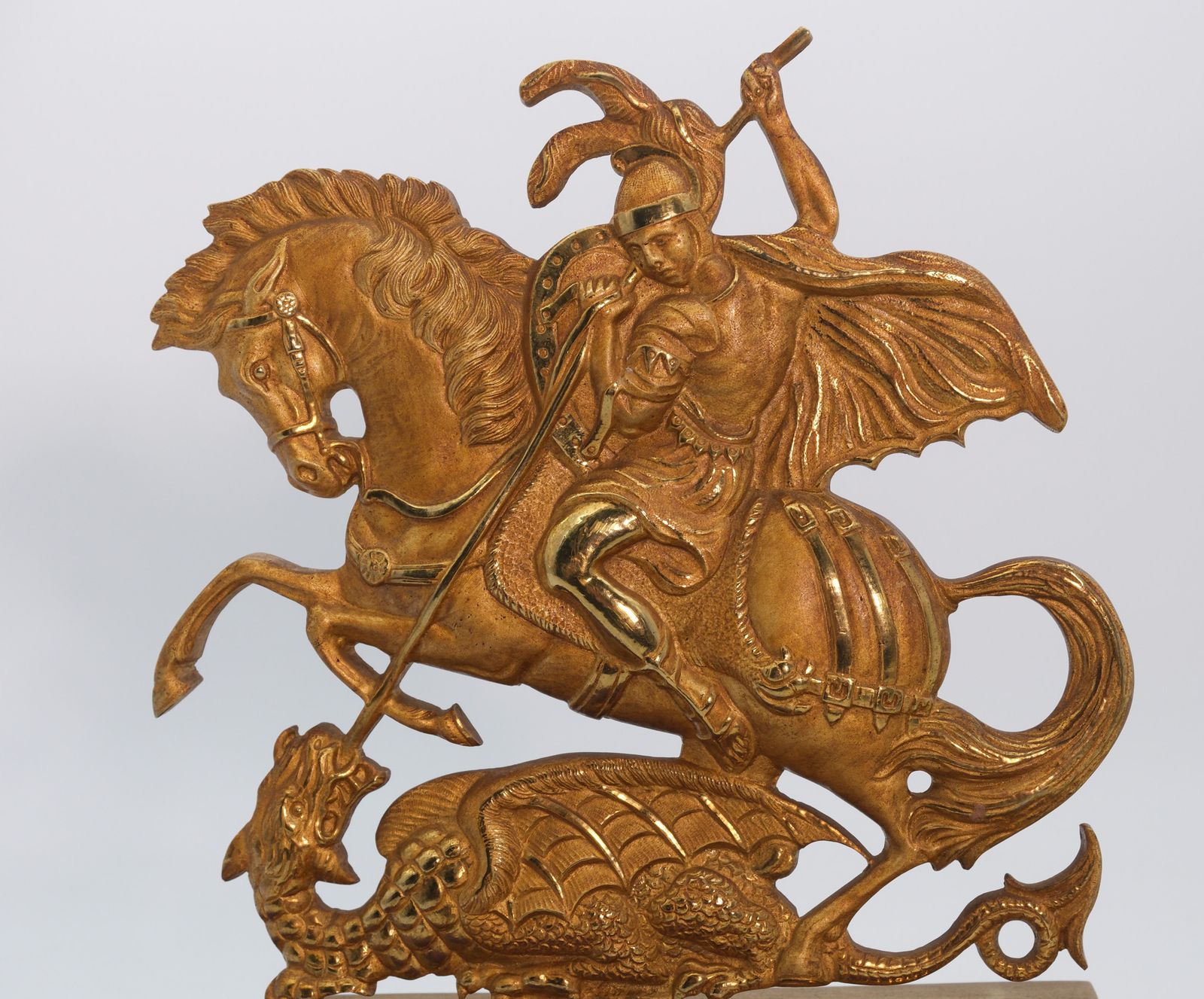 19th Century Bronze & Ormolu Saint George & The Dragon In Domed Glass Display Cloche Circa 1860 photo Home Decor