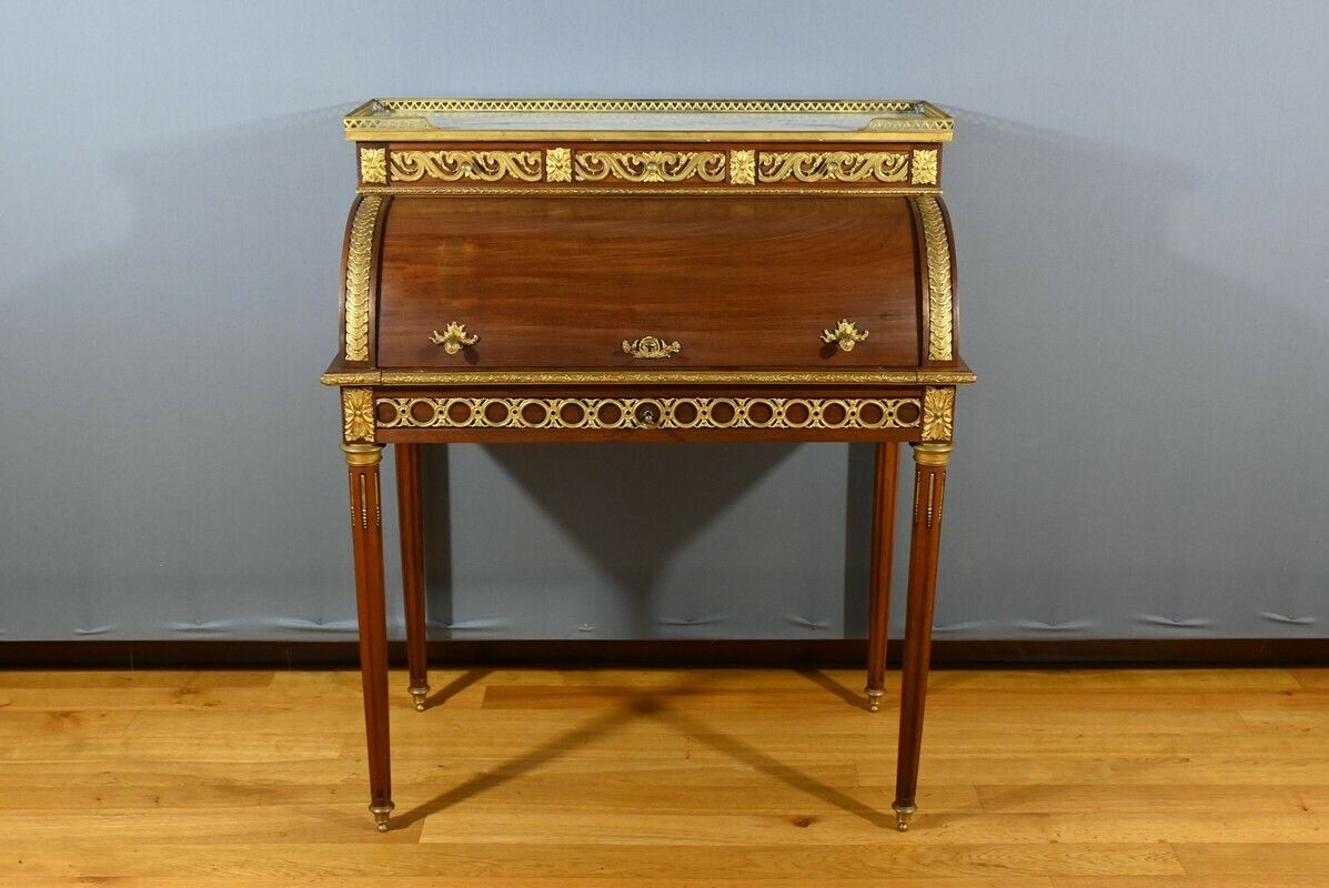 Louis XVI Style Mahogany Cylinder Desk – Part 2 Of The 19th Century