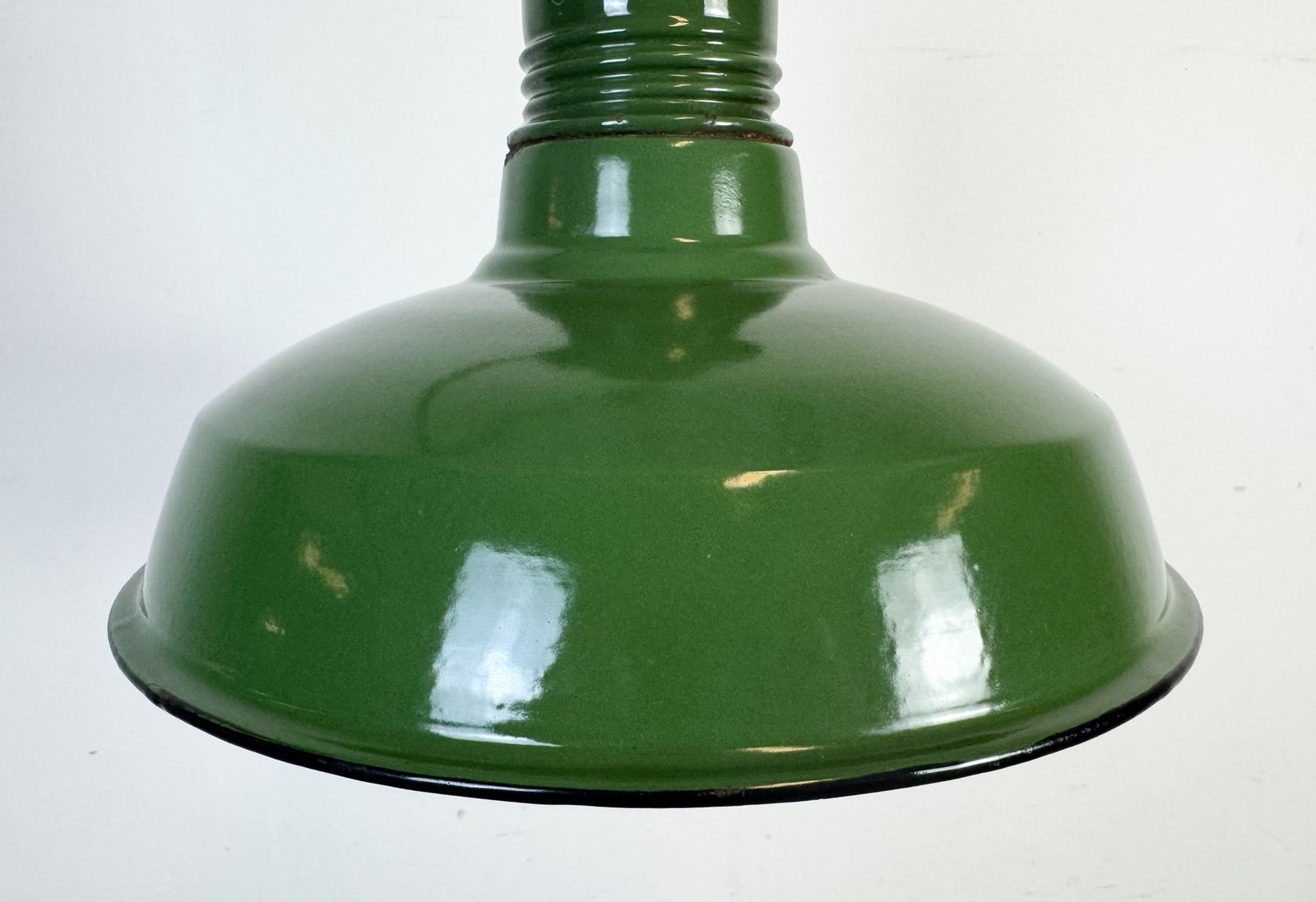 Industrial Green Enamel Factory Pendant Lamp, 1960s photo furniture