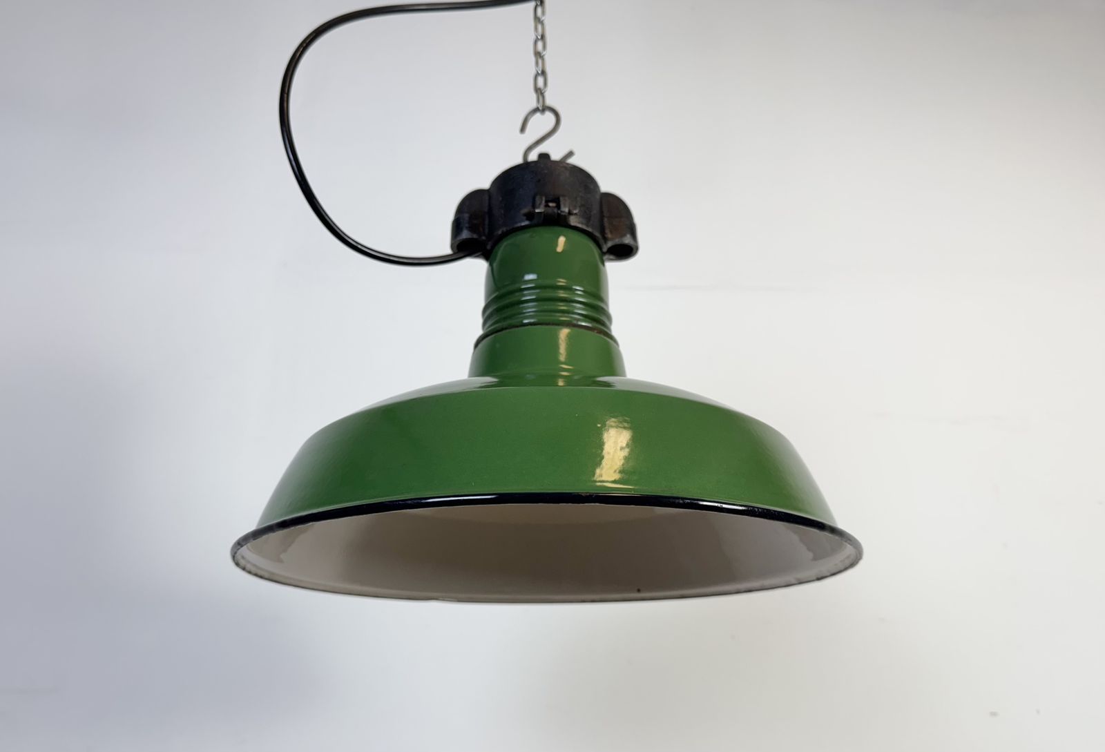 Lighting Industrial Green Enamel Factory Pendant Lamp, 1960s photo