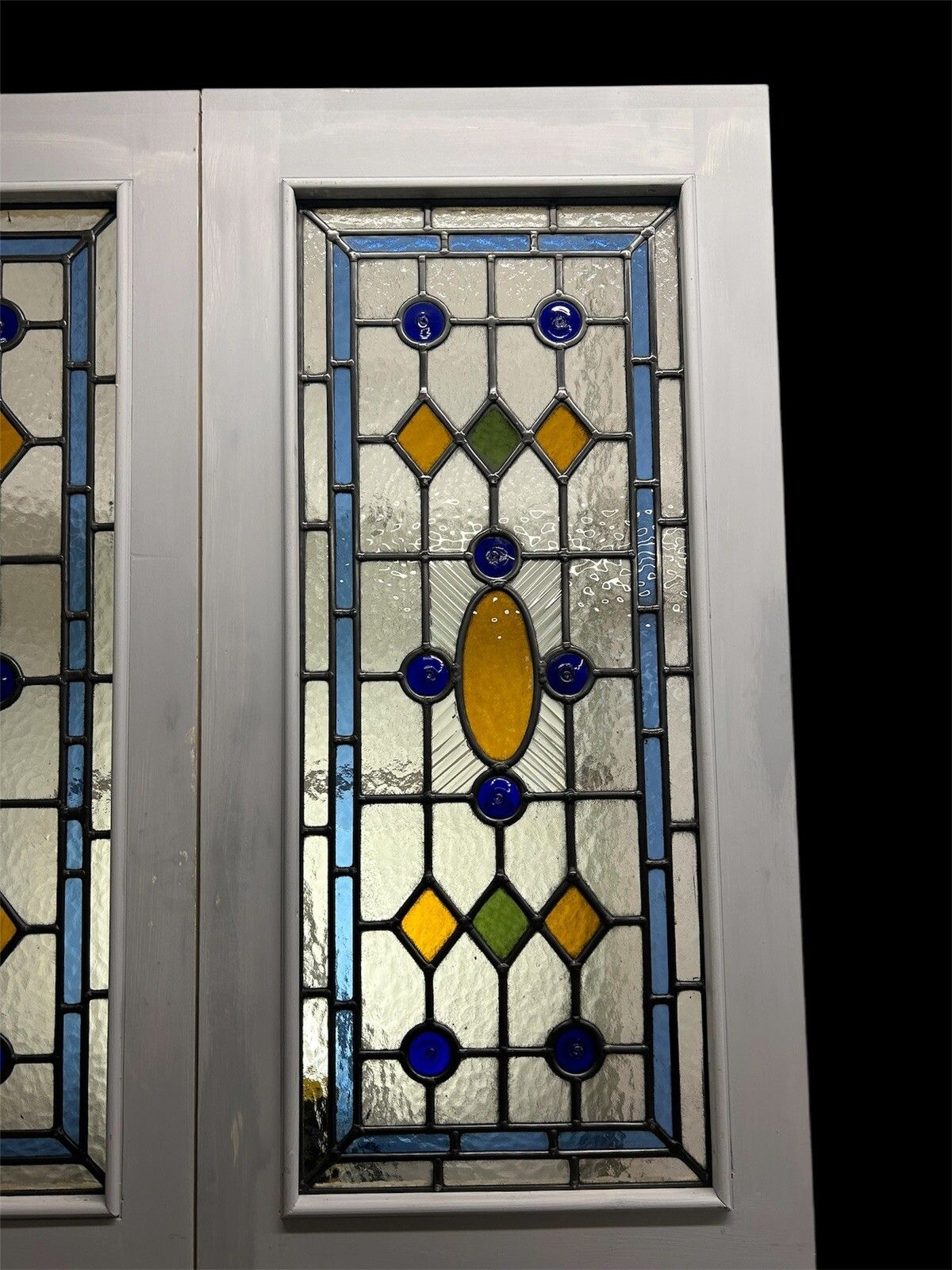 Victorian Stained Glass Doors Antique Period Reclaimed Old French Double Set Led photo 3127.0