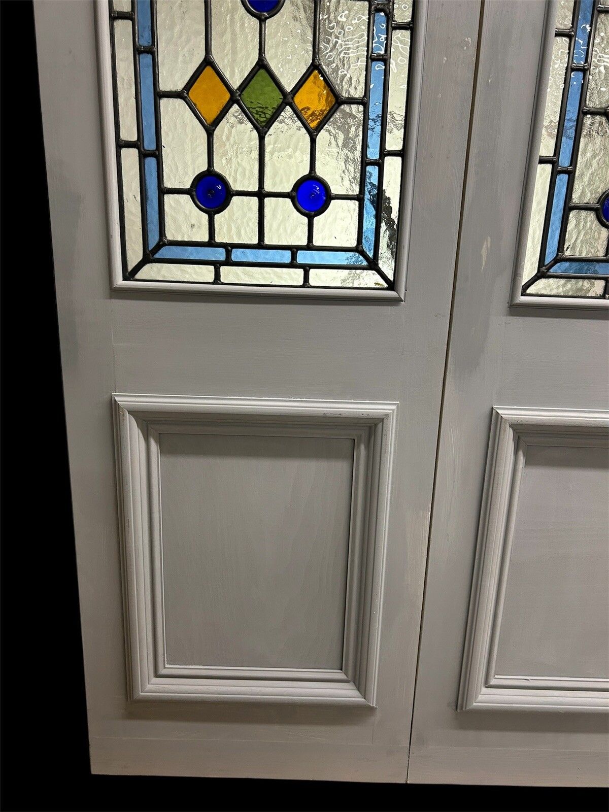 Victorian Stained Glass Doors Antique Period Reclaimed Old French Double Set Led photo buy