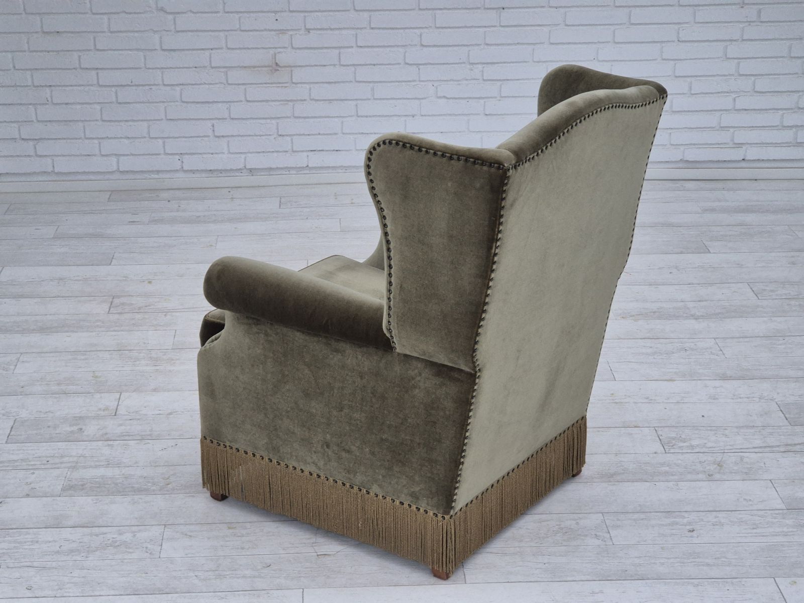 photo for sale 1970s, Danish Highback Armchair, Original Condition, Furniture Velour.