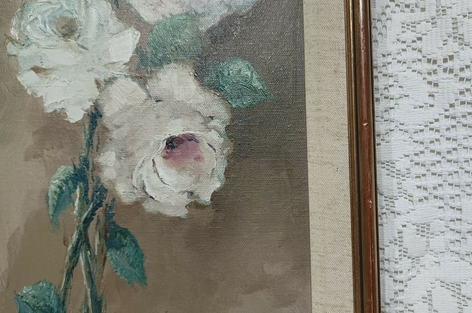 Italian Floral Oil Painting Italian Roses Signed Elio Vitali . photo vinterior
