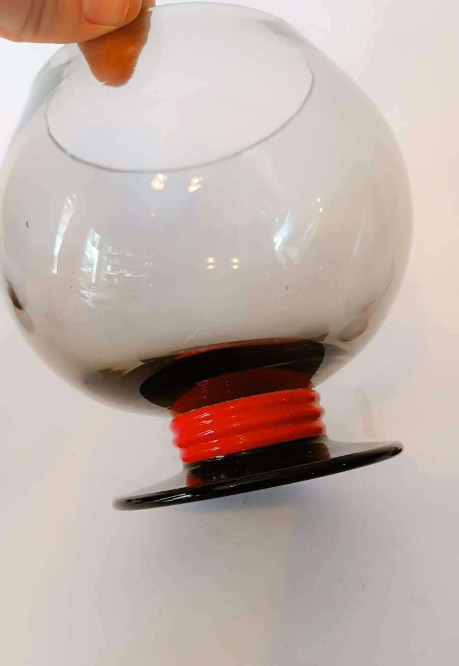 photo furniture Murano Glass Service Set Designed By Napoleone Martinuzzi 6 Glasses Aperitif Cup Smoked Red
