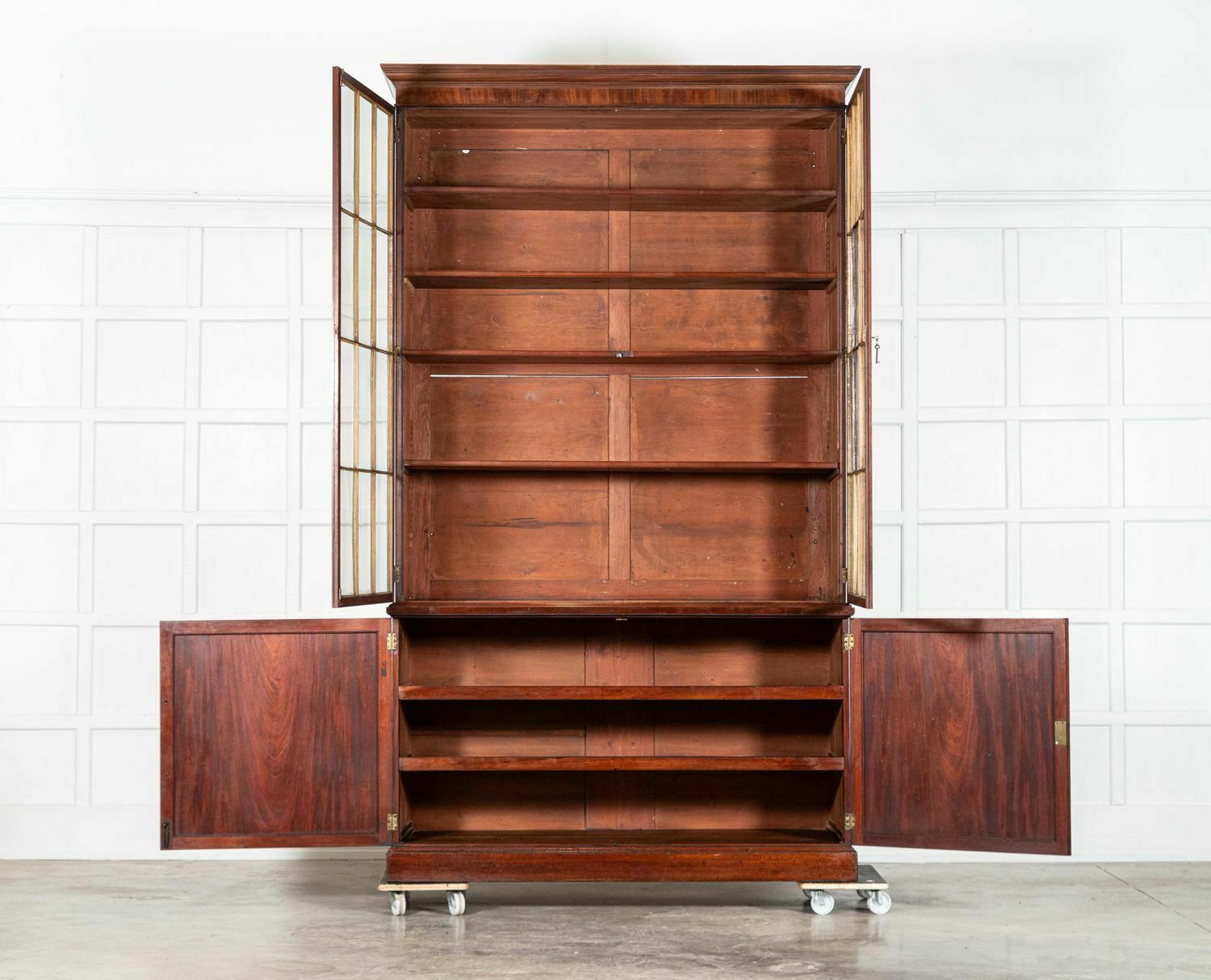 Monumental Irish Georgian Mahogany Glazed Bookcase photo furniture