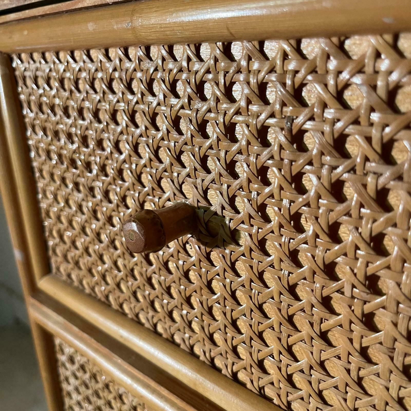 Mid Century Rattan Chest Of Drawers With 5 Drawers And Bamboo Handles photo 1025.0