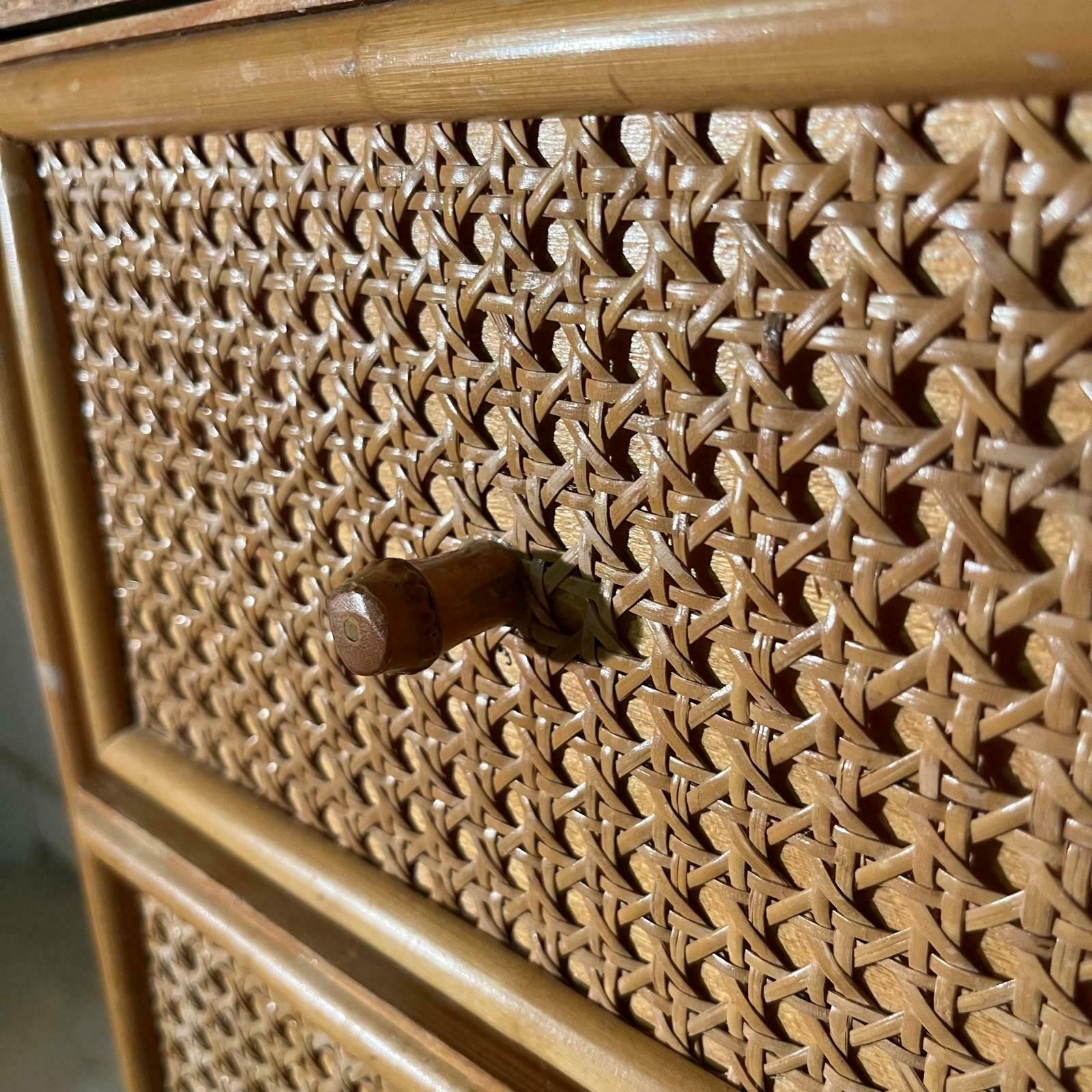 Mid Century Rattan Chest Of Drawers With 5 Drawers And Bamboo Handles photo buy