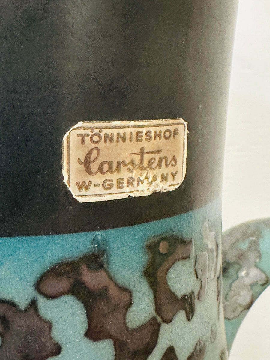 photo buy 1970s Fat Lava German Carstens Tönnieshof Turquoise & Amoeba Dark Brown Design Jug Vase
