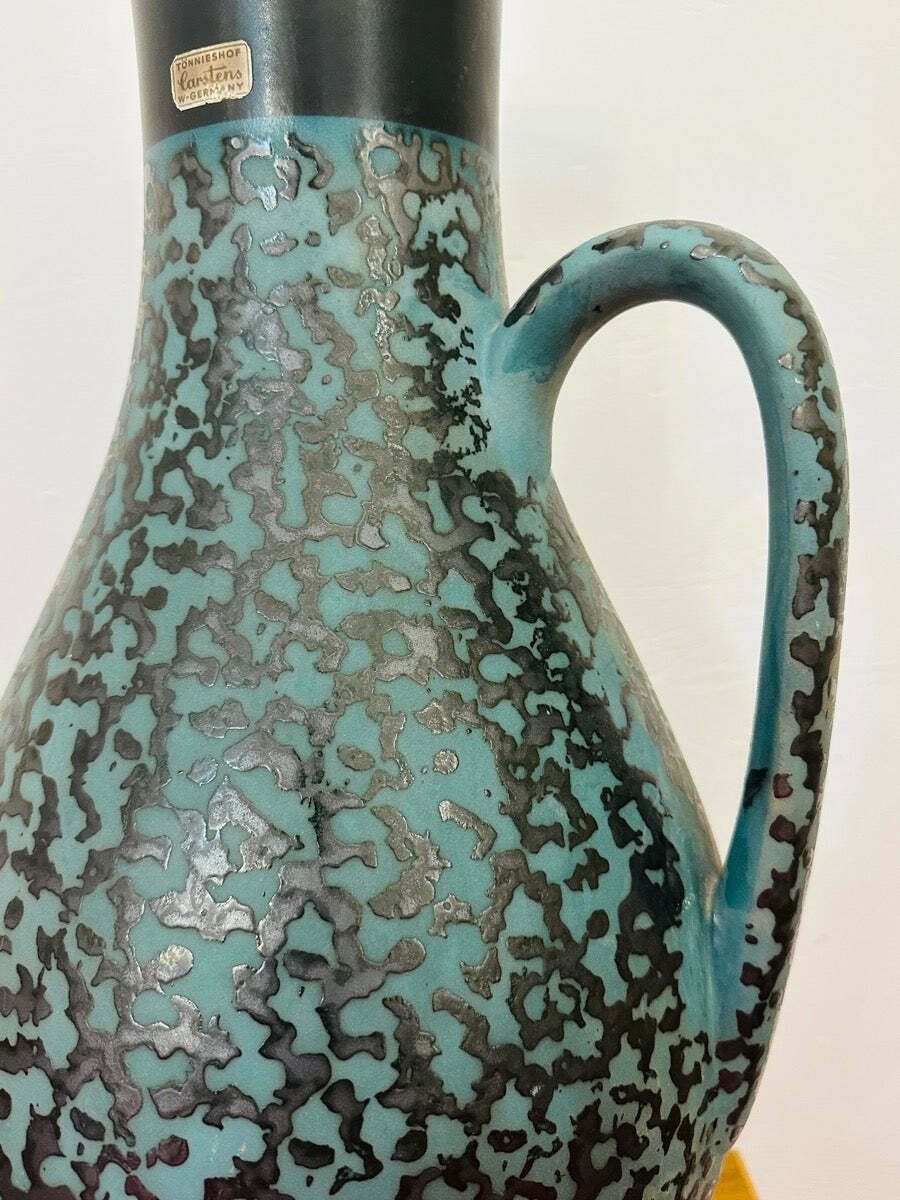 photo vintage 1970s Fat Lava German Carstens Tönnieshof Turquoise & Amoeba Dark Brown Design Jug Vase