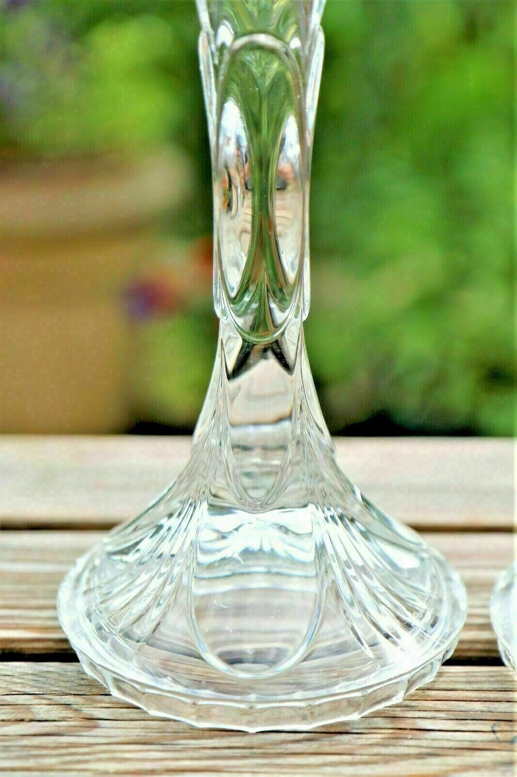 Pair Of Vintage Italian Crystal Glass Candlesticks A Layered Deco Design photo 78.0
